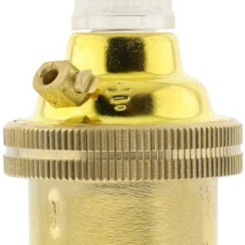 Plain Skirt B22 Lampholder in Polished Brass Finish with Nylon Cord Grip BC-B22d-Bayonet Cap